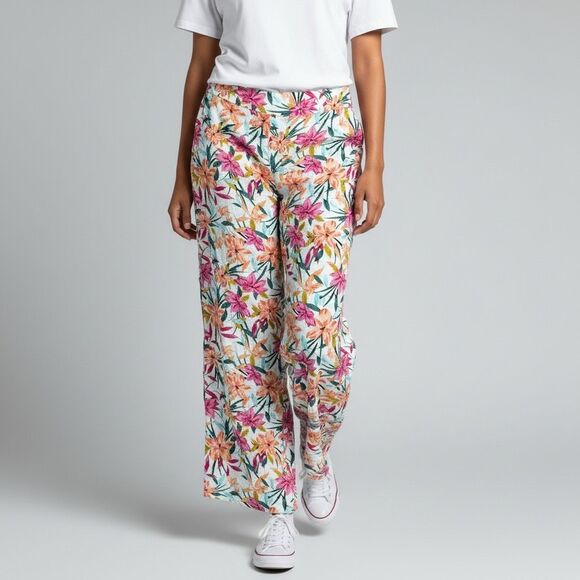 Jessica Simpson Tropical Floral Linen Flowy Wide Leg Pants - Picture 3 of 16